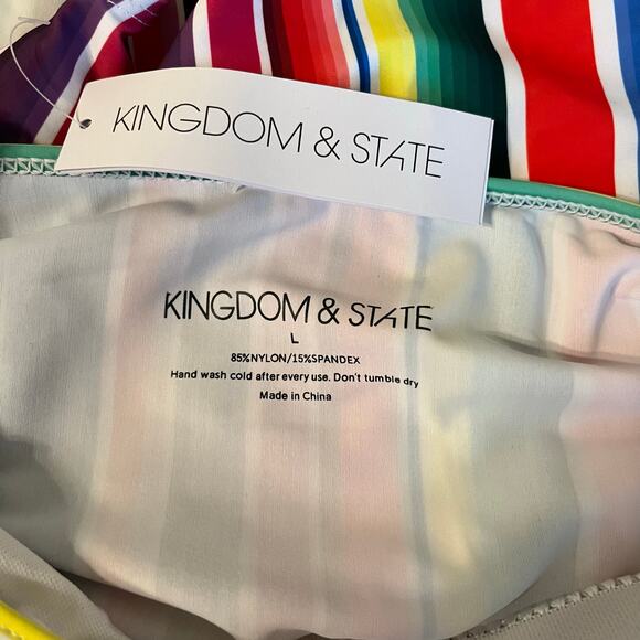 Swimsuit One Piece Trimmed Racer Front Striped in Multi Colors Size Large - Picture 5 of 5